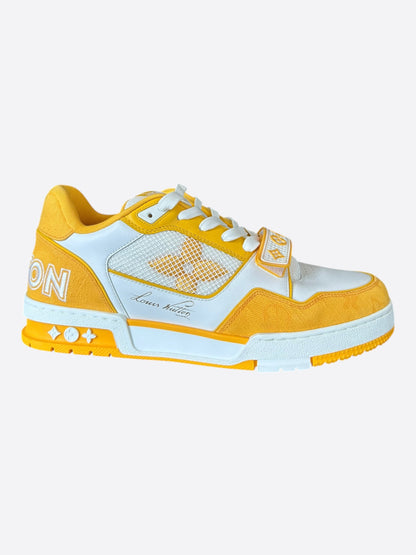 Louis Vuitton Yellow & White Denim Monogram Mesh Trainers