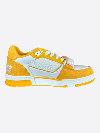 Louis Vuitton Yellow & White Denim Monogram Mesh Trainers