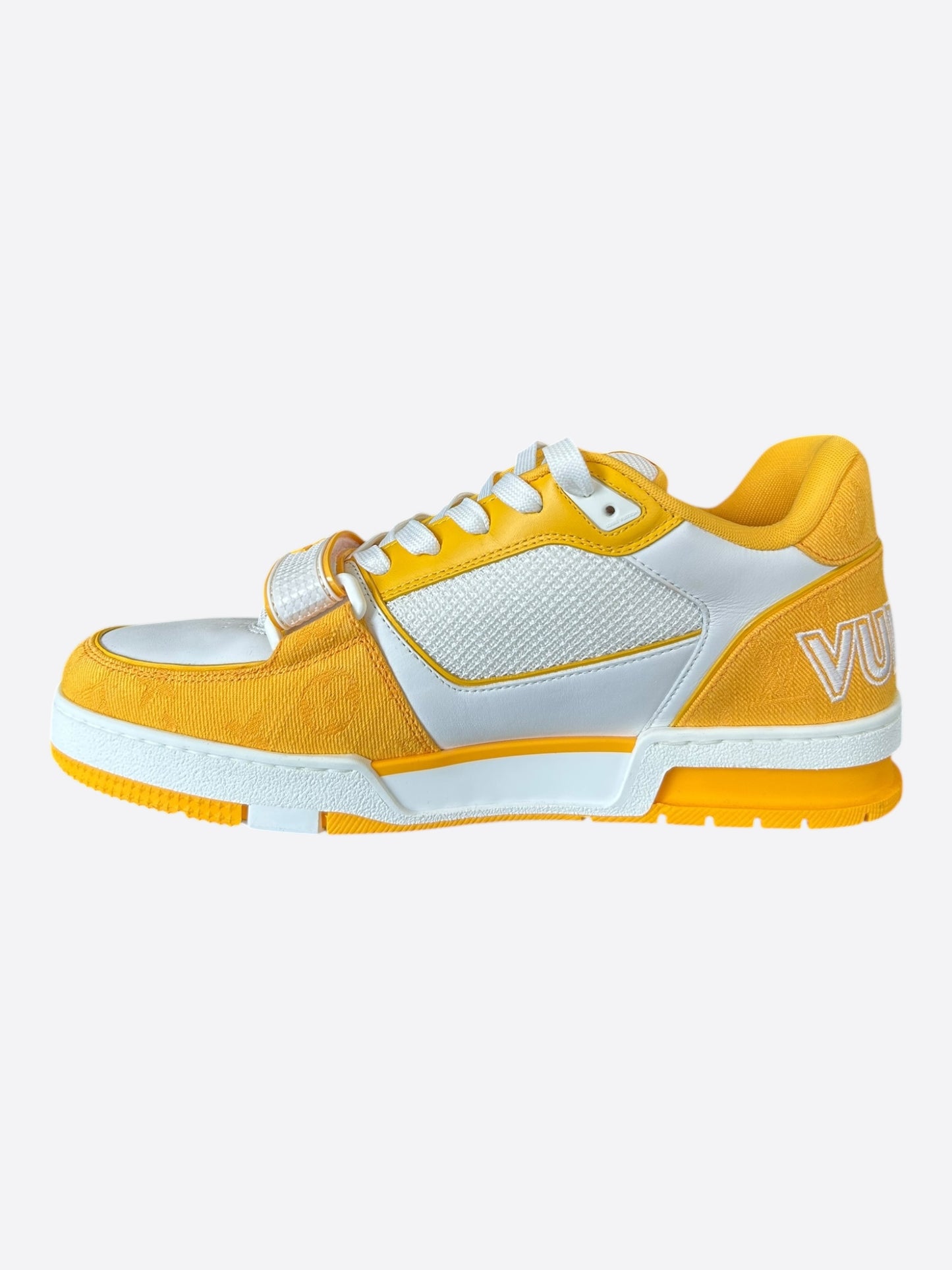Louis Vuitton Yellow & White Denim Monogram Mesh Trainers