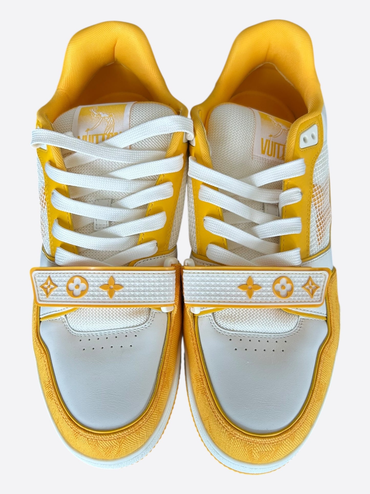 Louis Vuitton Yellow & White Denim Monogram Mesh Trainers