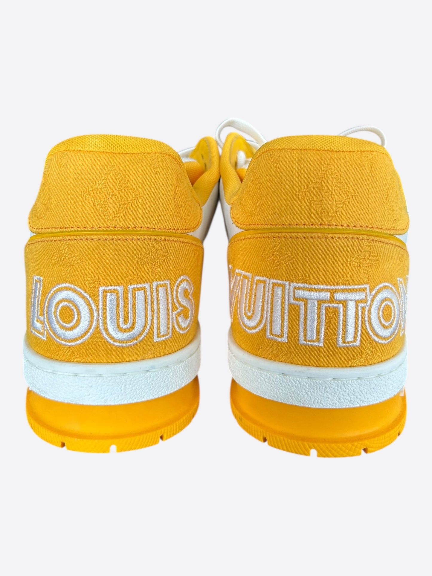 Louis Vuitton Yellow & White Denim Monogram Mesh Trainers