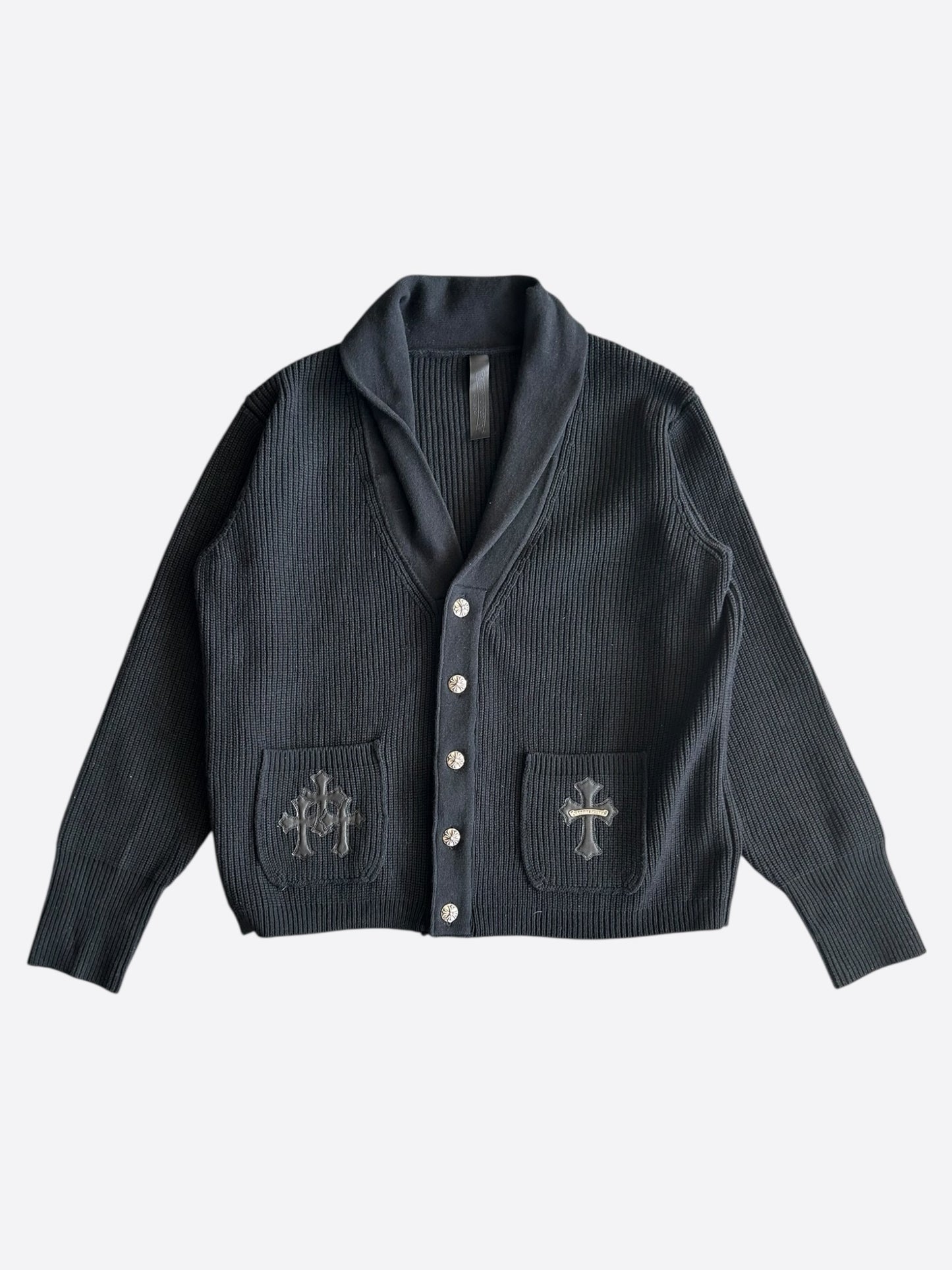 Chrome Hearts Black Triple Cross Patch Cashmere Cardigan