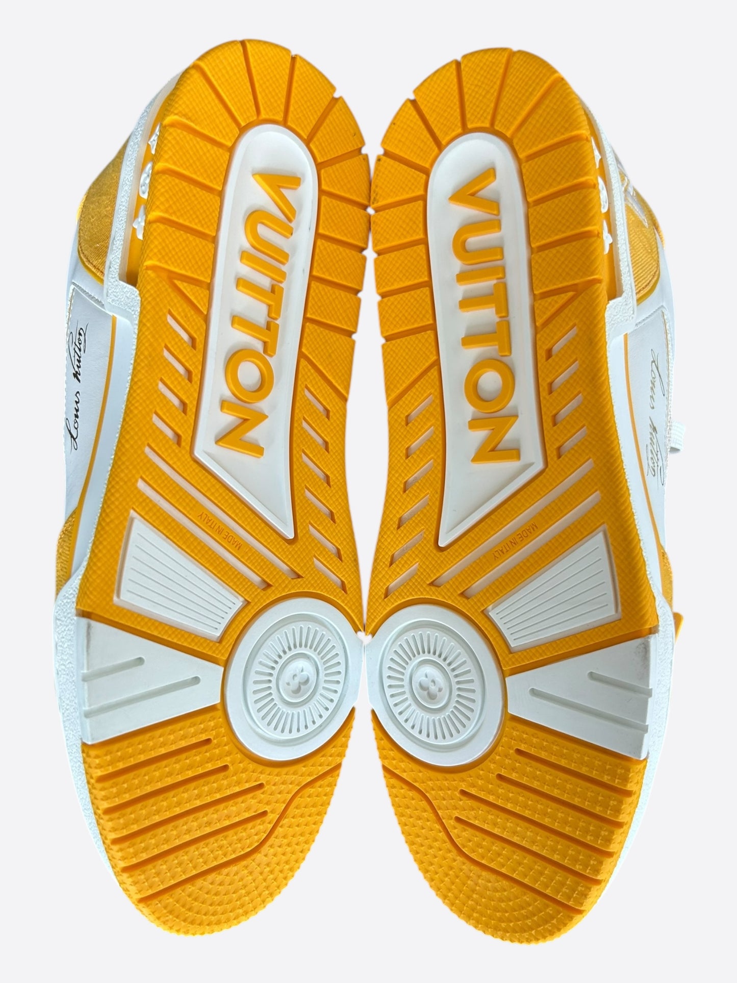 Louis Vuitton Yellow & White Denim Monogram Mesh Trainers