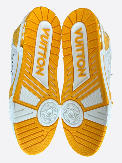 Louis Vuitton Yellow & White Denim Monogram Mesh Trainers