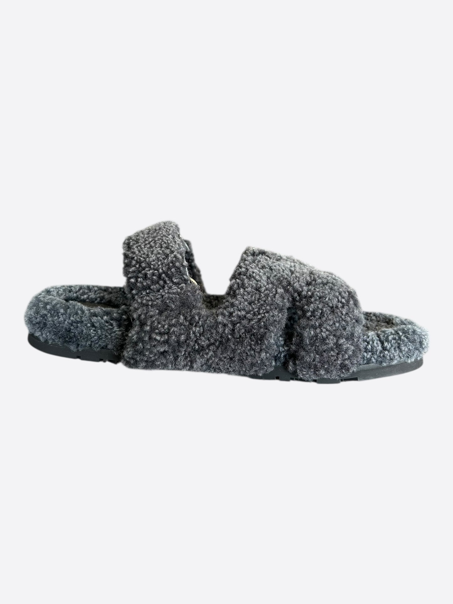 Hermes Grey Chypre Shearling Sandals