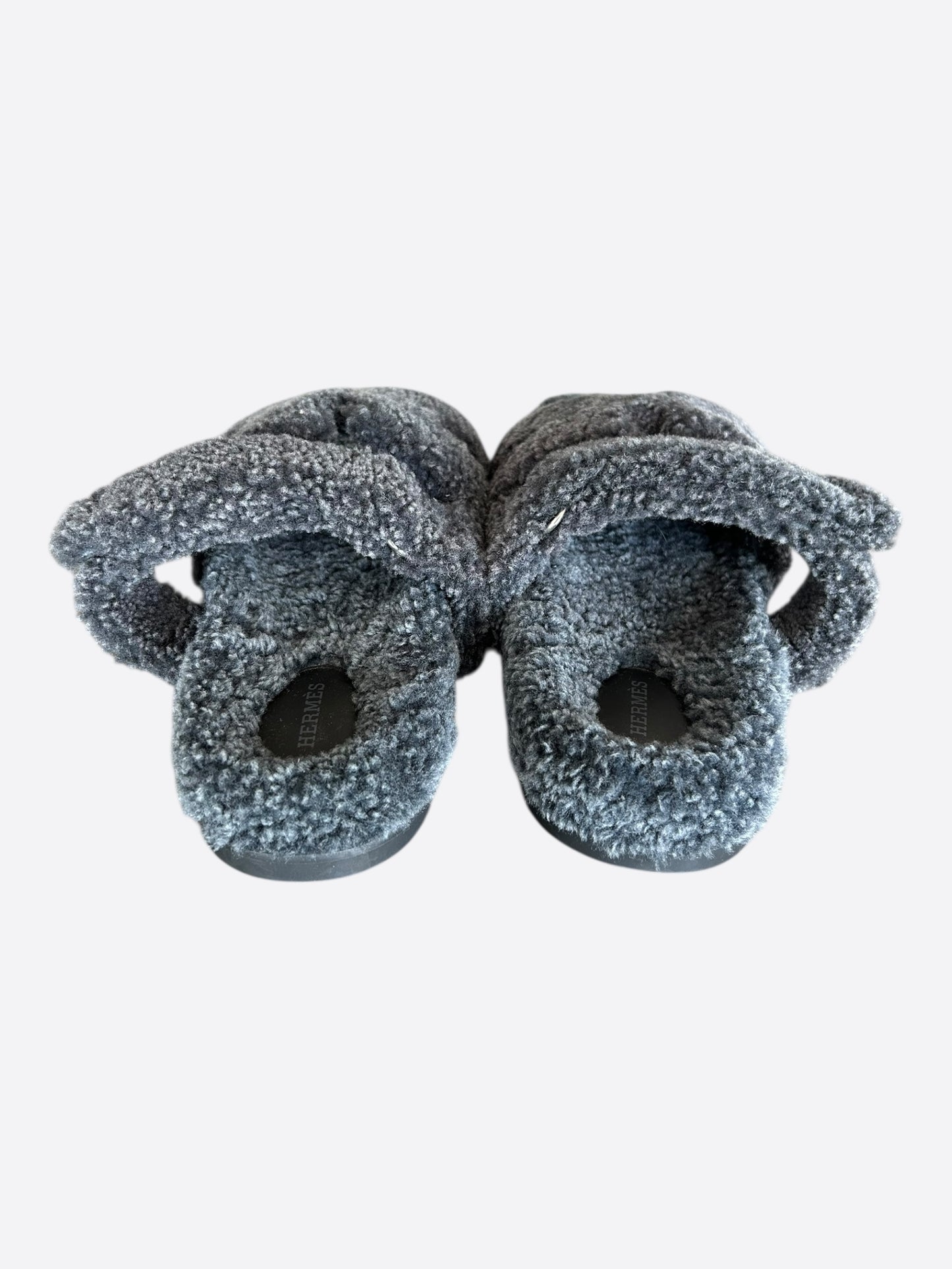 Hermes Grey Chypre Shearling Sandals