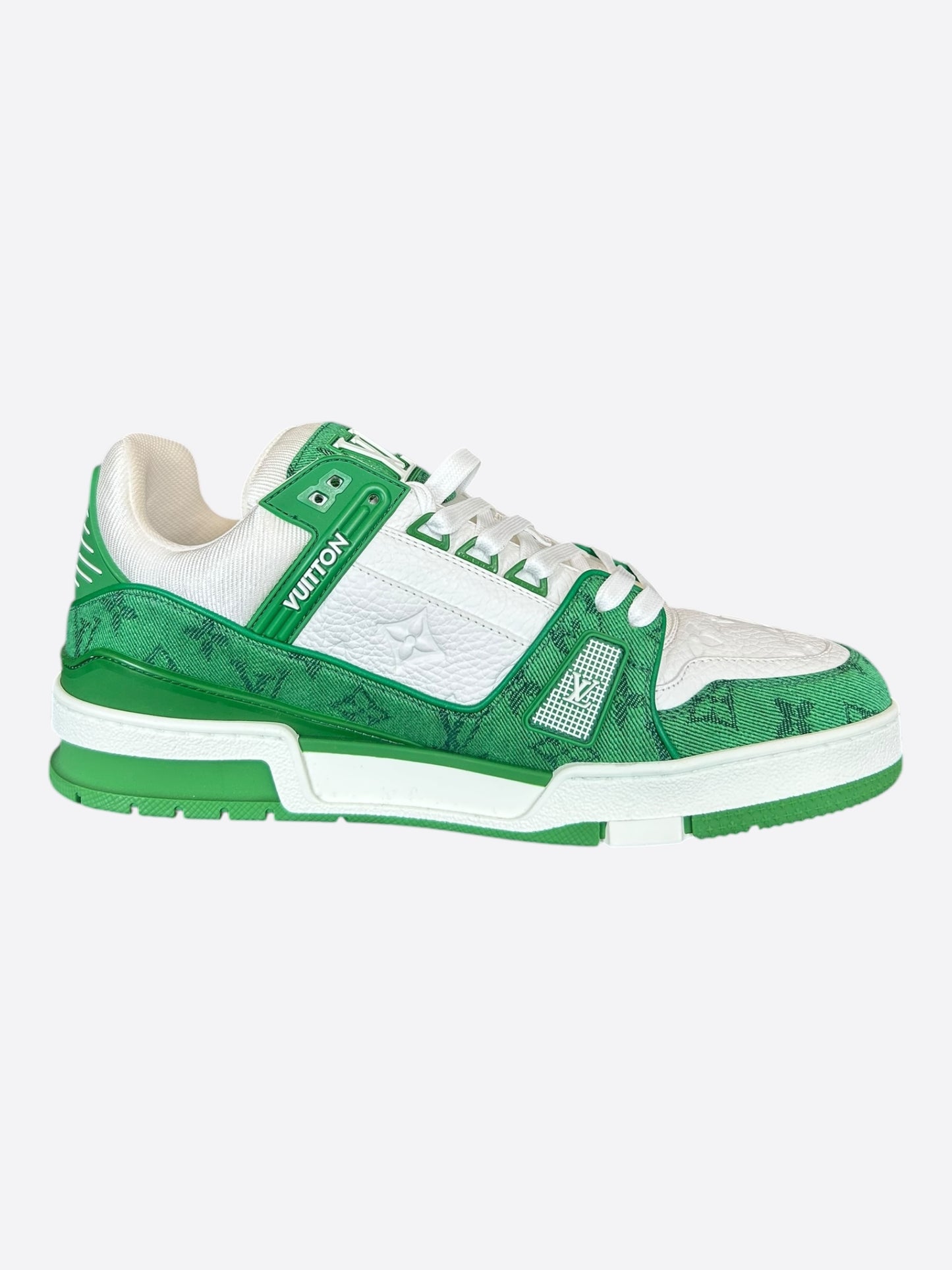 Louis Vuitton Green & White Denim Monogram Trainers