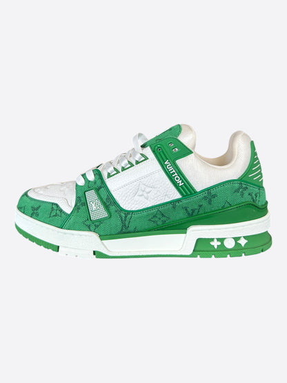 Louis Vuitton Green & White Denim Monogram Trainers