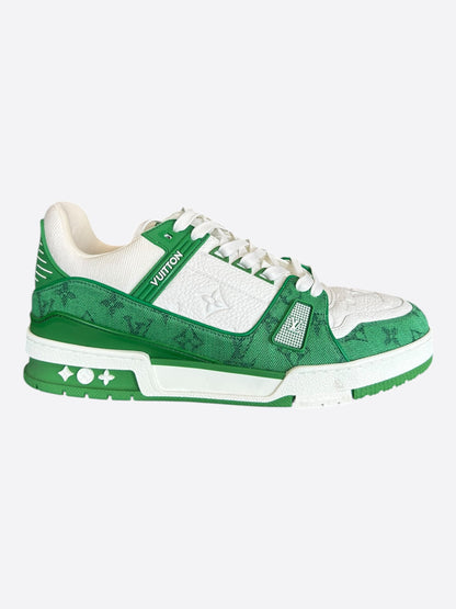 Louis Vuitton Green & White Denim Monogram Trainers