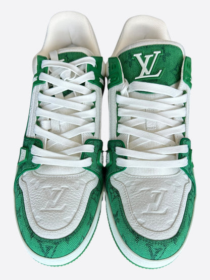 Louis Vuitton Green & White Denim Monogram Trainers