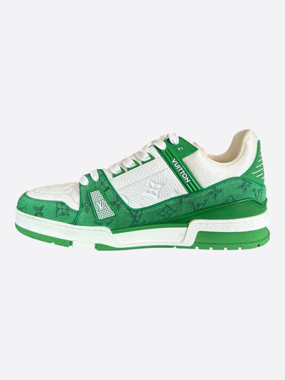 Louis Vuitton Green & White Denim Monogram Trainers
