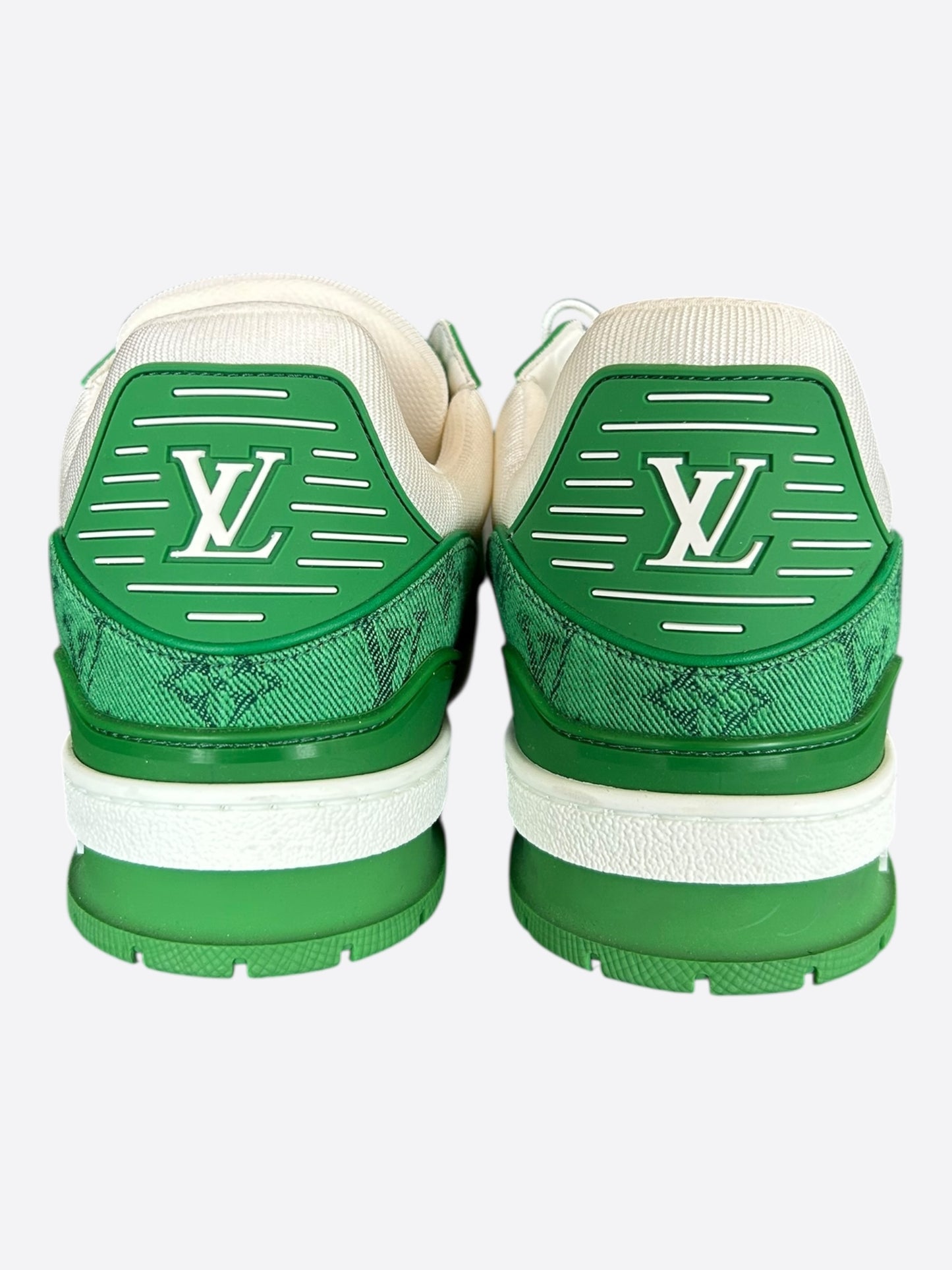 Louis Vuitton Green & White Denim Monogram Trainers