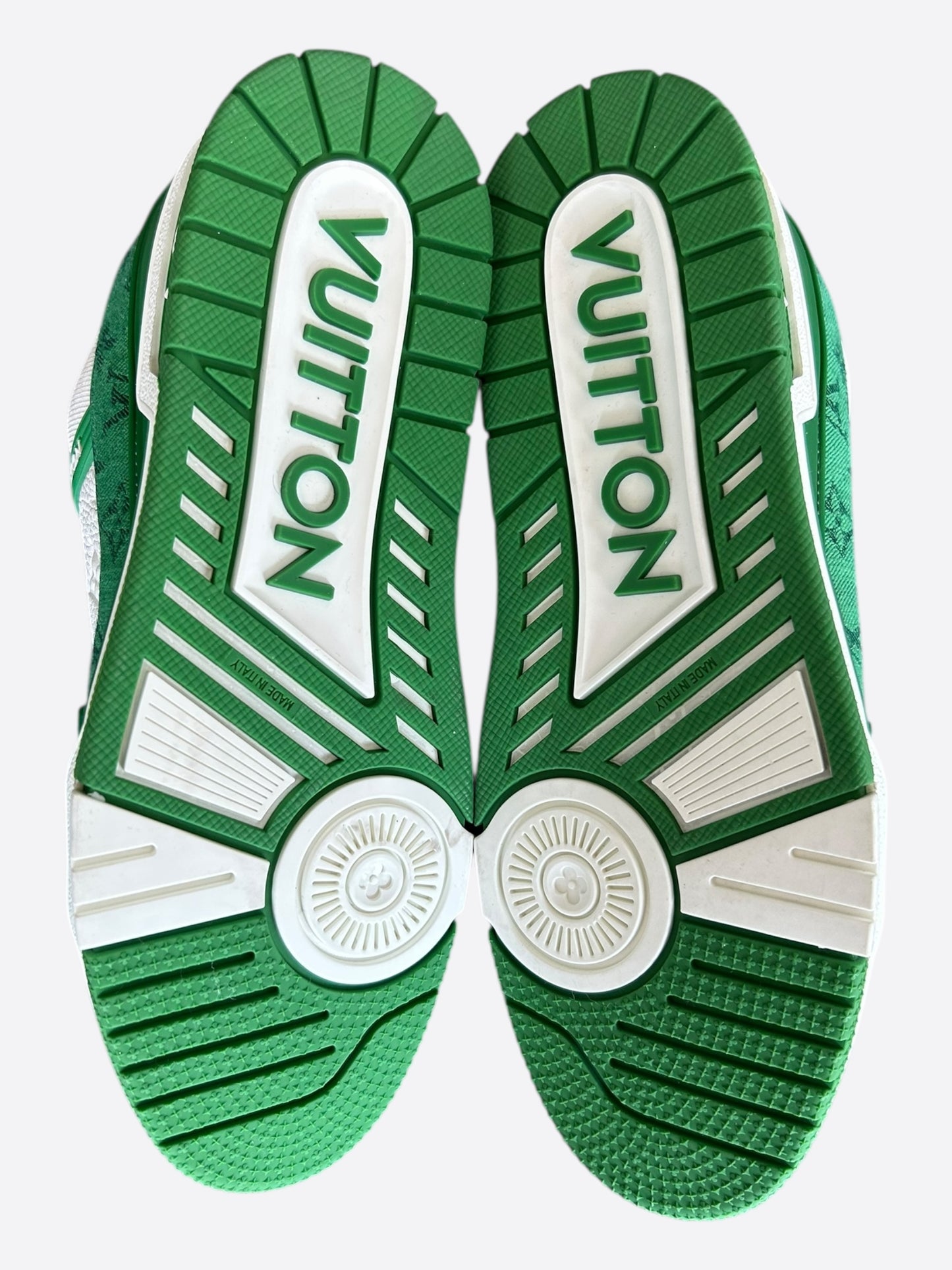 Louis Vuitton Green & White Denim Monogram Trainers