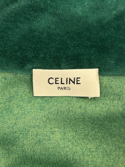 Celine Faded Green & White Logo Velour Track Jacket