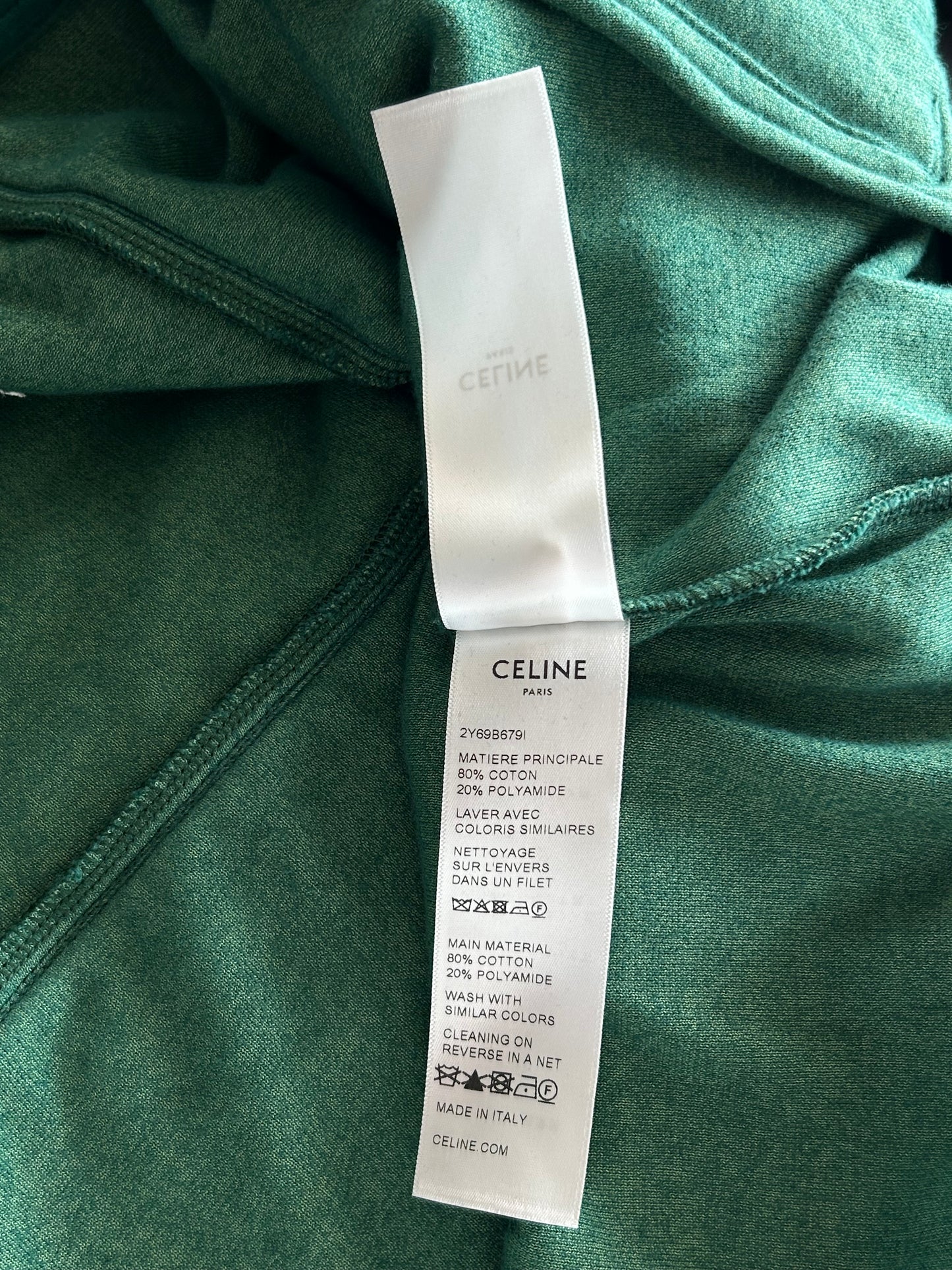 Celine Faded Green & White Logo Velour Track Jacket