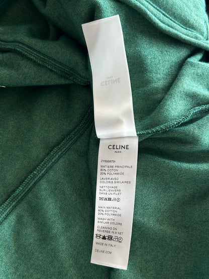 Celine Faded Green & White Logo Velour Track Jacket