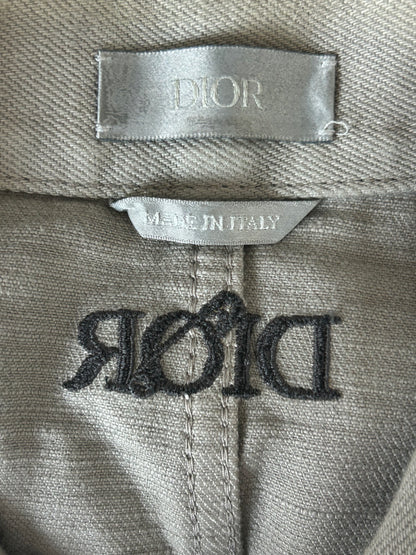 Dior Judy Blame Grey Embroidered Logo Button Up Shirt