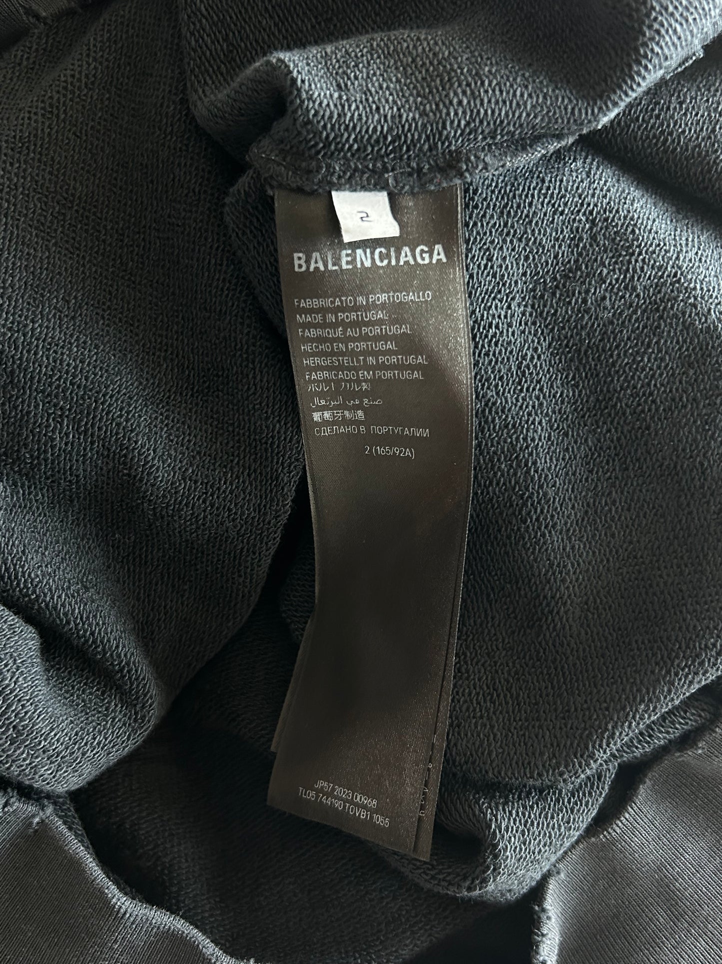 Balenciaga Black & Beige Tape Logo Hoodie