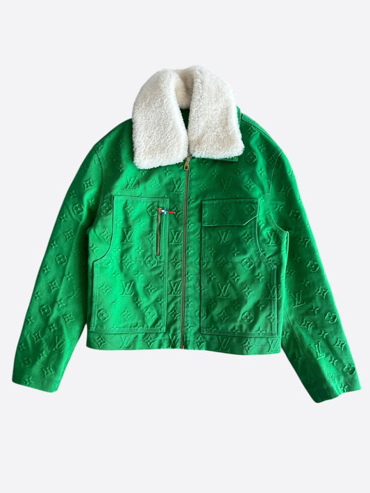 Louis Vuitton Green Monogram Shearling Workwear Jacket