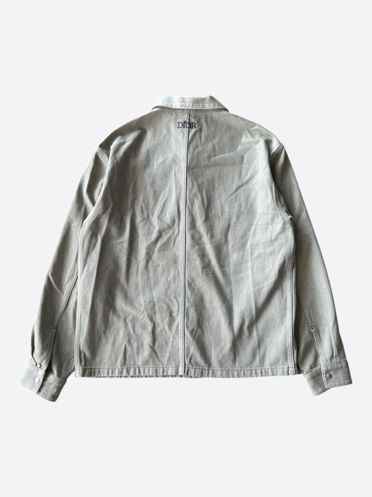 Dior Judy Blame Grey Embroidered Logo Button Up Shirt
