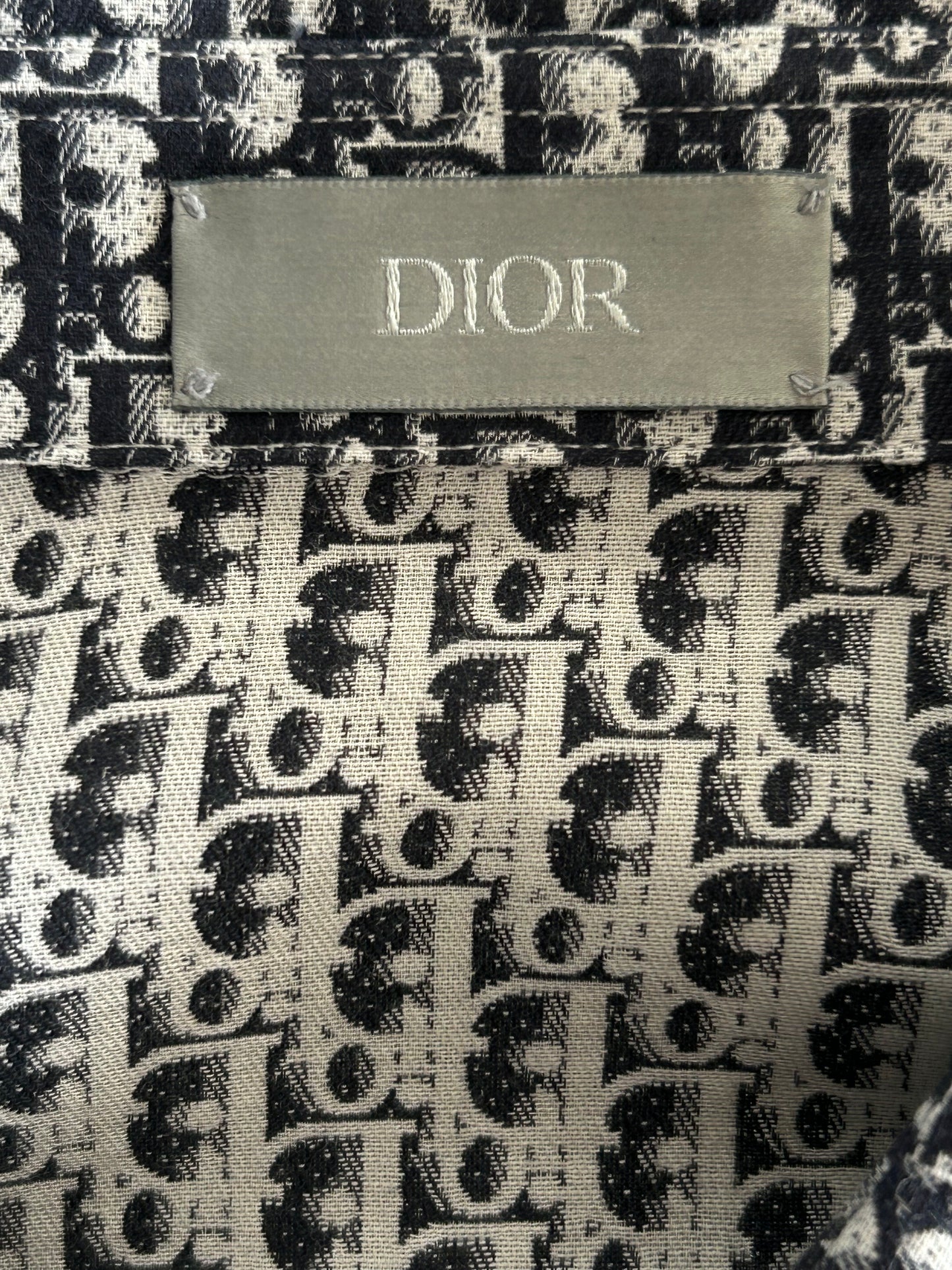 Dior White & Black Oblique Gradient Button Up Shirt