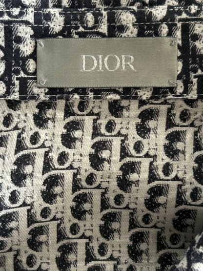 Dior White & Black Oblique Gradient Button Up Shirt