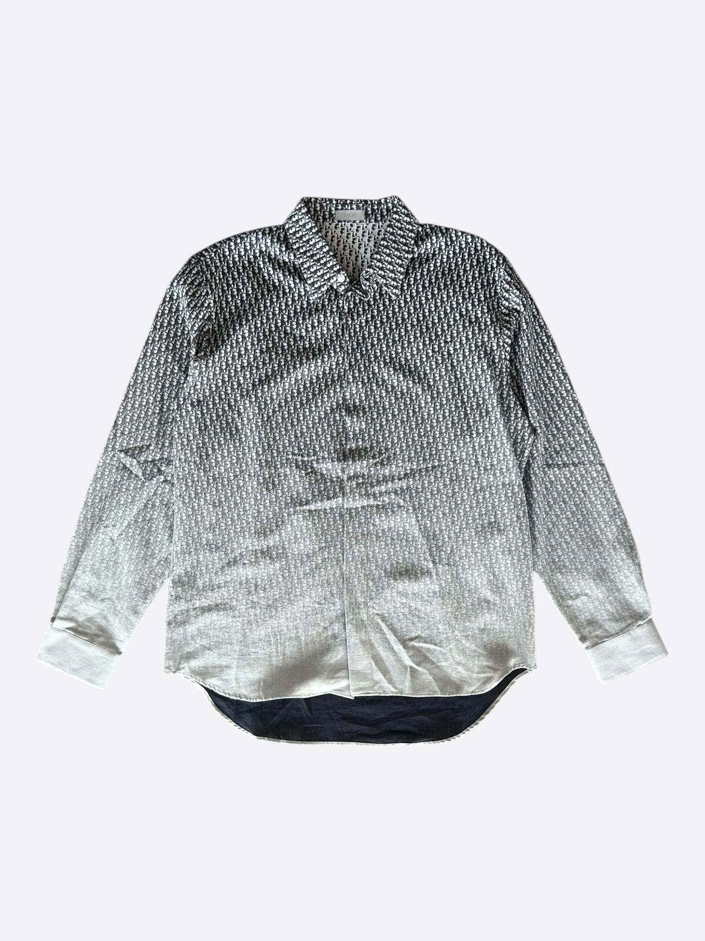 Dior White & Black Oblique Gradient Button Up Shirt