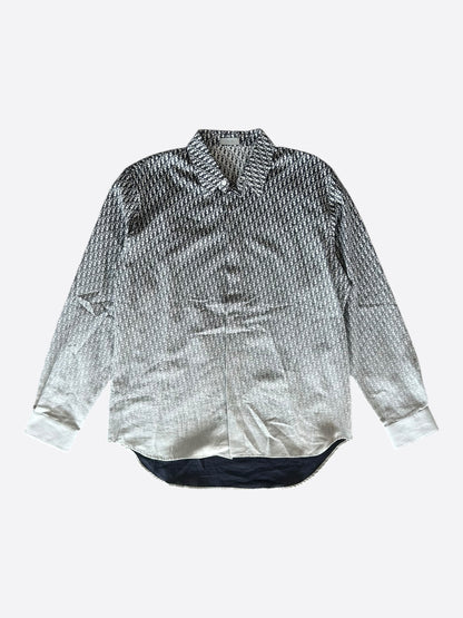 Dior White & Black Oblique Gradient Button Up Shirt