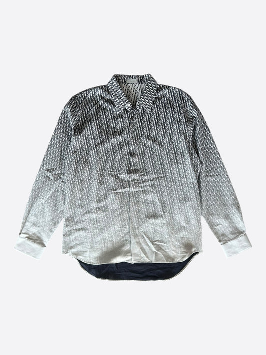 Dior White & Black Oblique Gradient Button Up Shirt