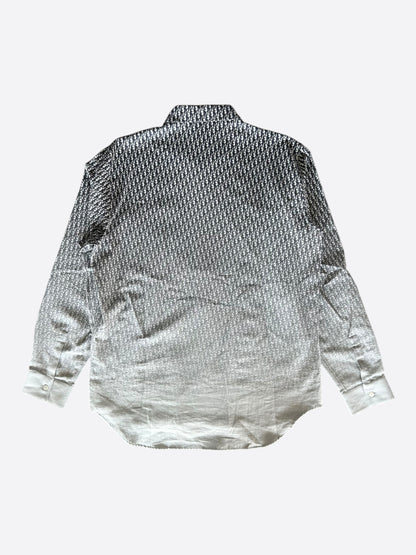 Dior White & Black Oblique Gradient Button Up Shirt
