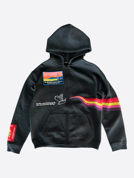 Louis Vuitton Black Oz Embroidered Zip Up Hoodie