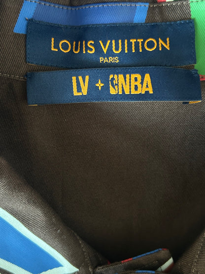Louis Vuitton NBA Brown Multicolor Letters Button Up Shirt