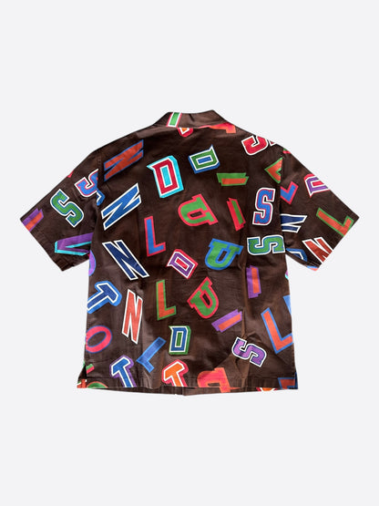 Louis Vuitton NBA Brown Multicolor Letters Button Up Shirt