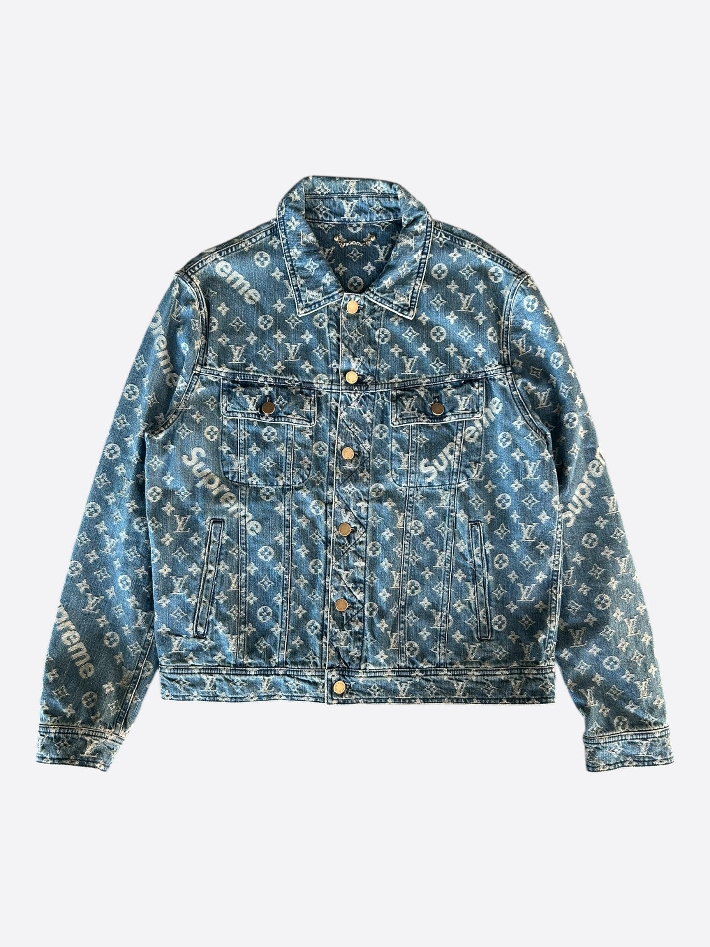 Louis Vuitton Supreme Blue & White Monogram Denim Jacket