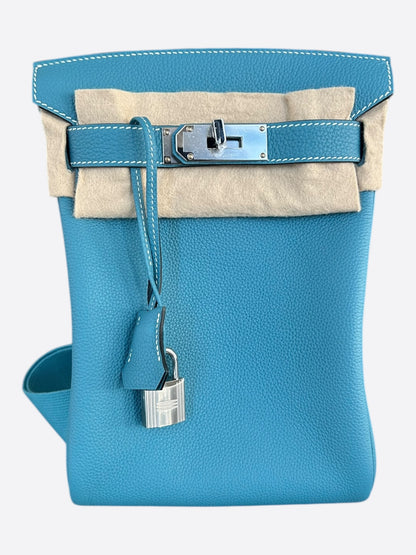 Hermes Blue Jean HAC A Dos Crossbody Backpack