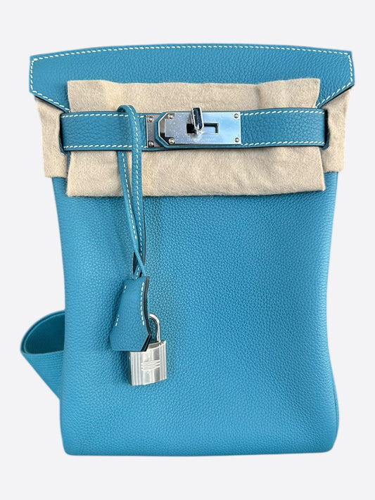 Hermes Blue Jean HAC A Dos Crossbody Backpack