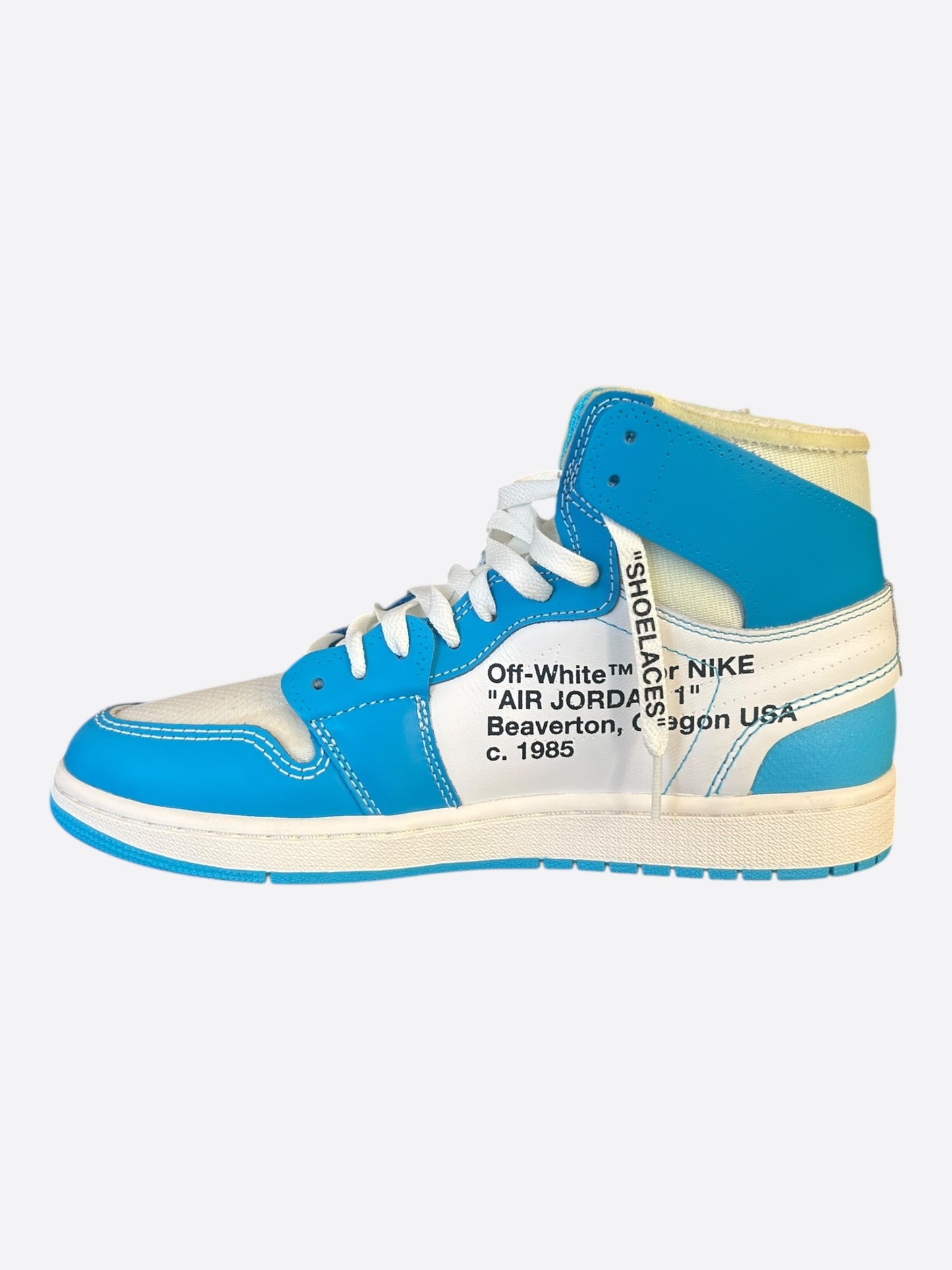 Nike Off-White Blue UNC Jordan 1 Hightop Sneakers