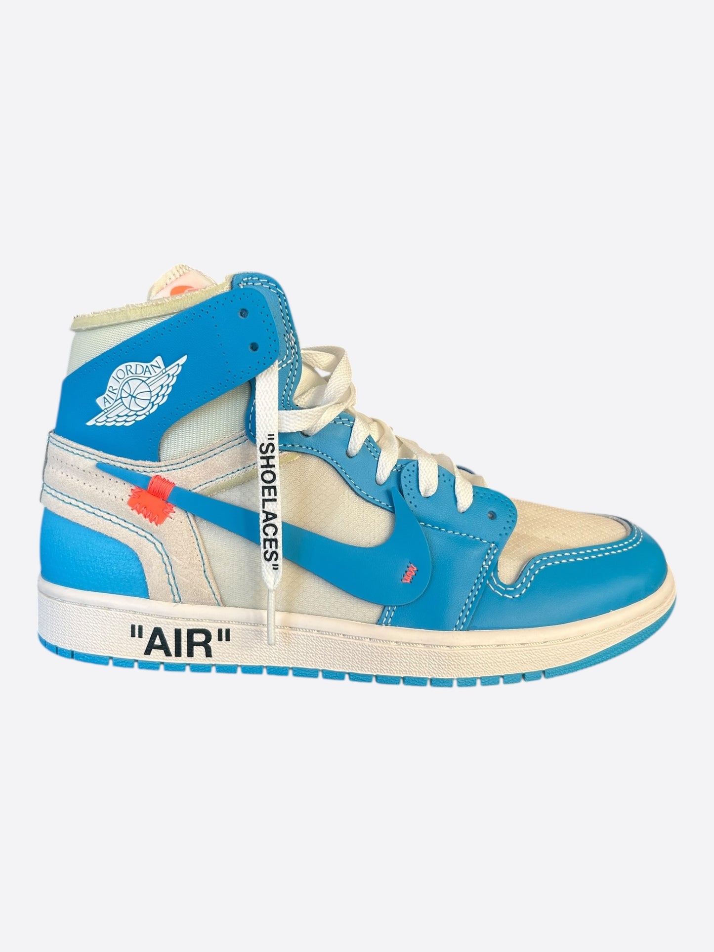 Nike Off-White Blue UNC Jordan 1 Hightop Sneakers