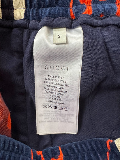 Gucci Navy & Red Chenille GG Monogram Jacquard Track Pants