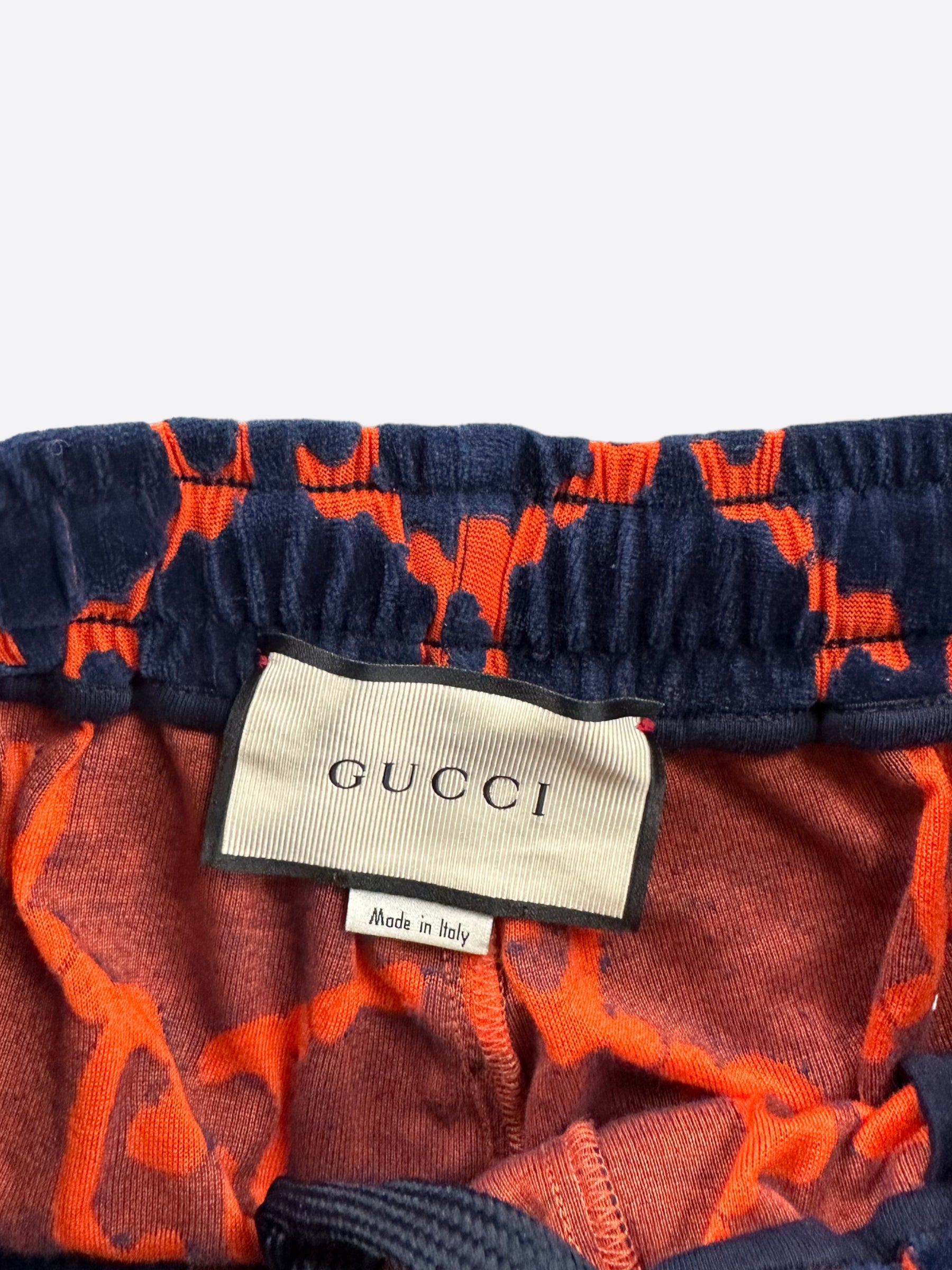Gucci Navy & Red Chenille GG Monogram Jacquard Track Pants