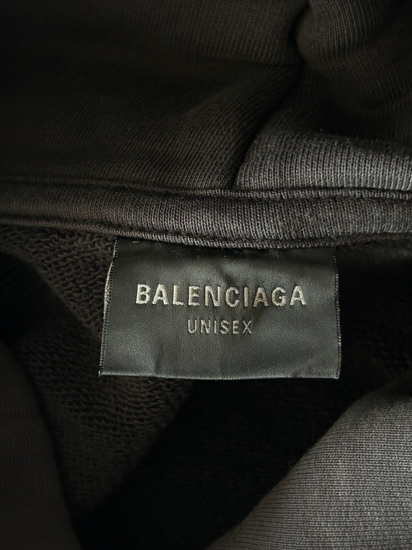 Balenciaga Black & Blue Loop Logo Cropped Hoodie