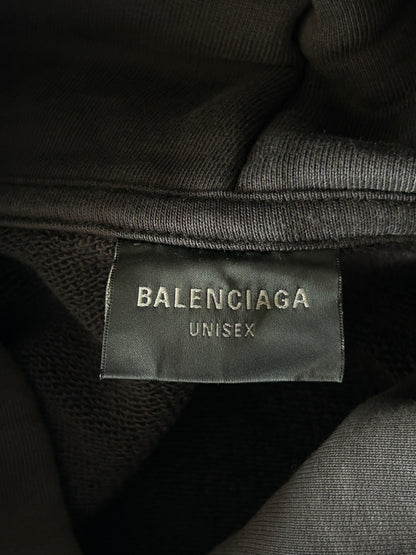 Balenciaga Black & Blue Loop Logo Cropped Hoodie