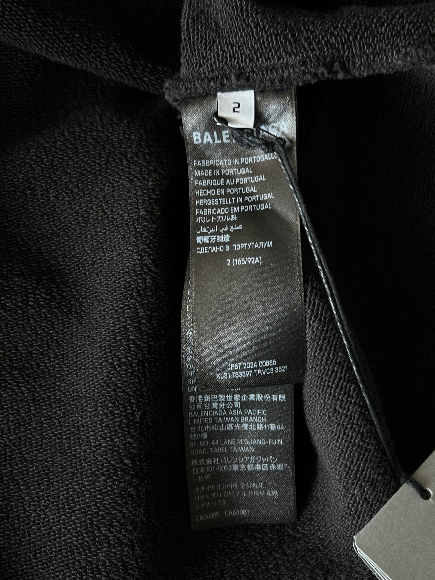 Balenciaga Black & Blue Loop Logo Cropped Hoodie