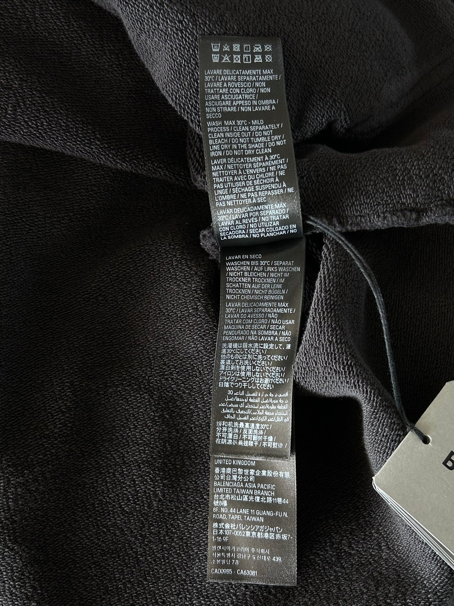 Balenciaga Black & Blue Loop Logo Cropped Hoodie