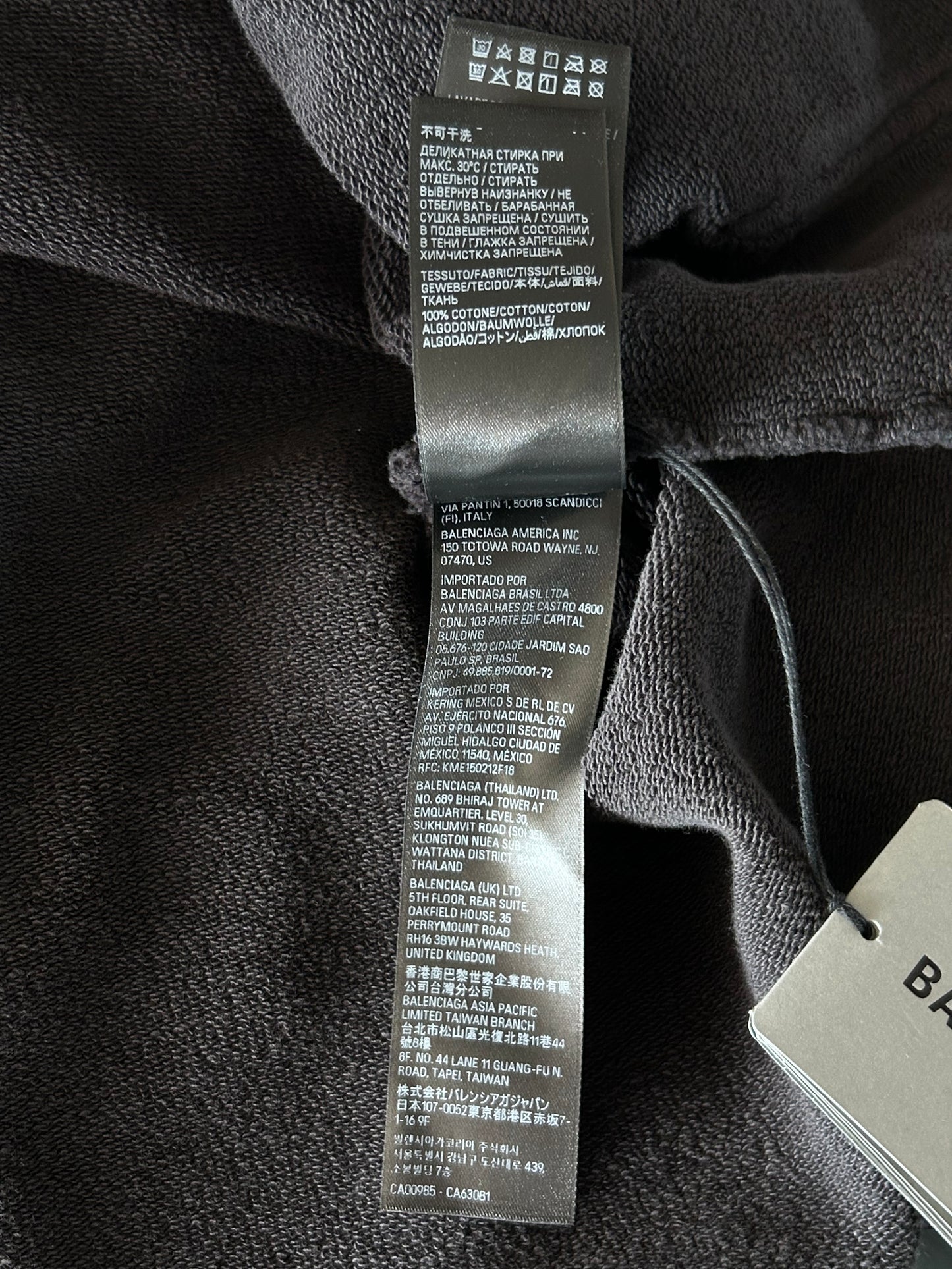 Balenciaga Black & Blue Loop Logo Cropped Hoodie