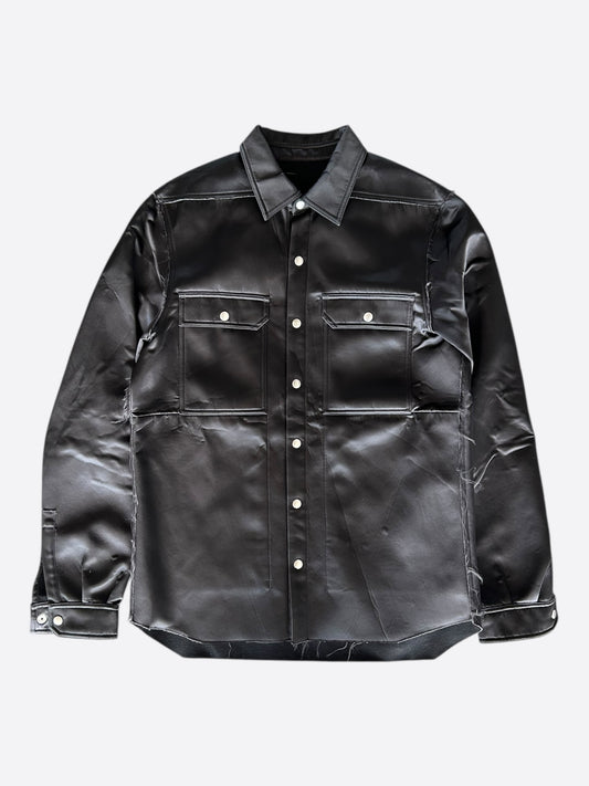 Rick Owens Black Distressed Nylon Overshirt