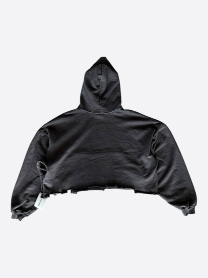 Balenciaga Black & Blue Loop Logo Cropped Hoodie