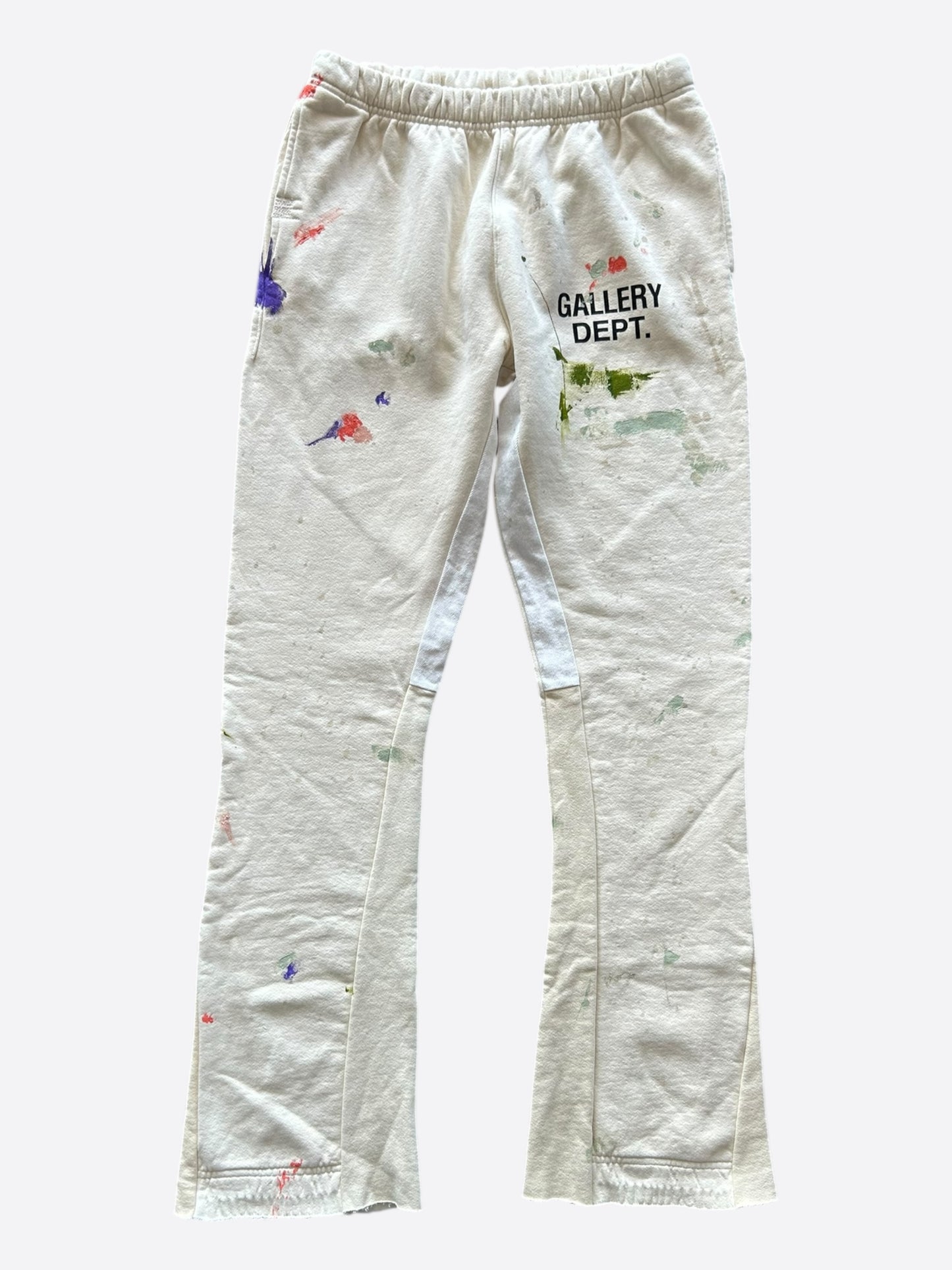 Gallery Dept Cream & Black Logo Paint Splatter Flared Sweatpants