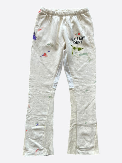 Gallery Dept Cream & Black Logo Paint Splatter Flared Sweatpants