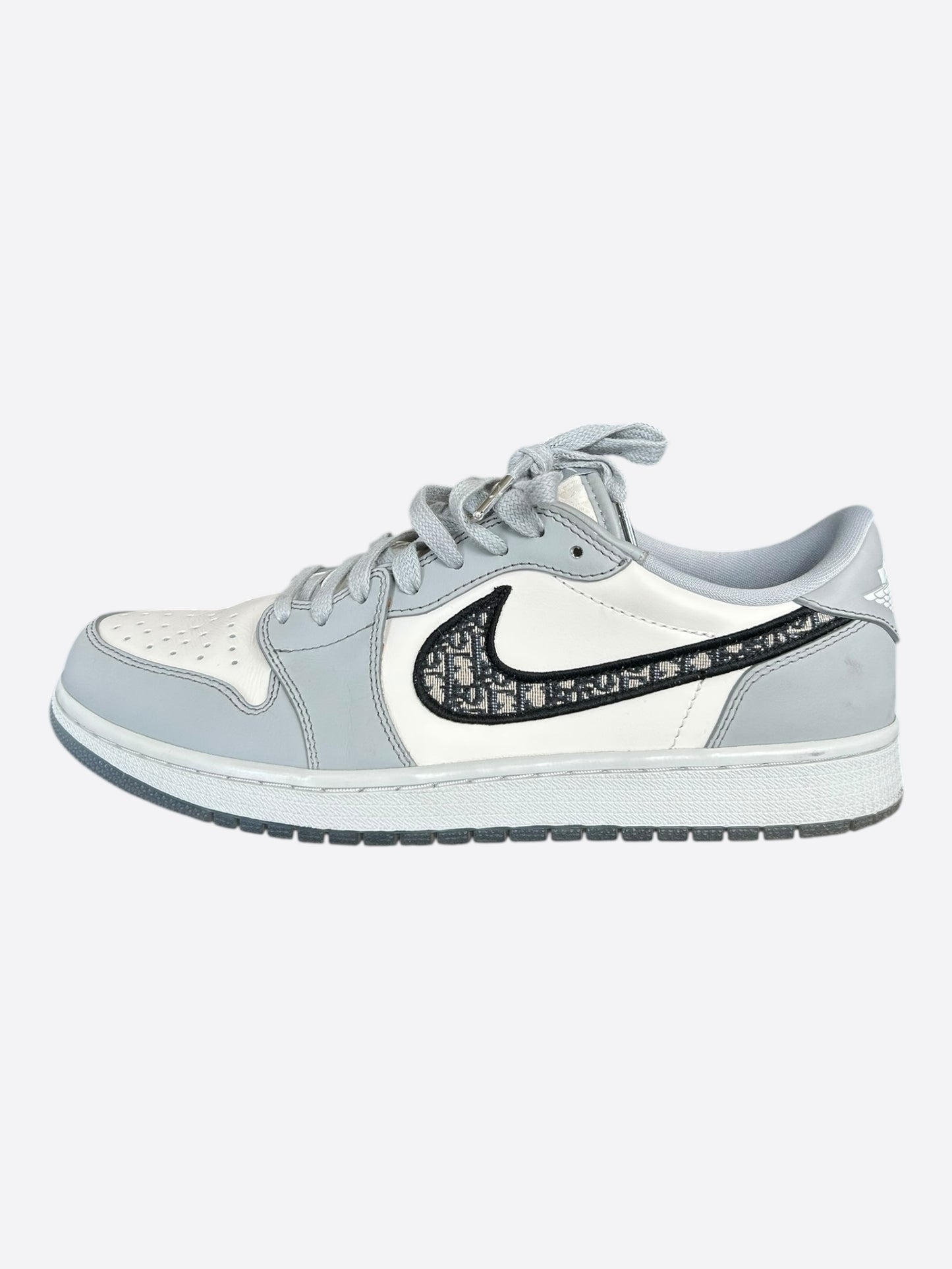 Dior Air Jordan Grey & White Oblique Low Top Sneakers